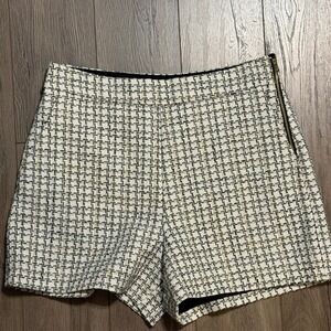 Lilly Pulitzer Black White Tweed Metallic Gold Shorts Womens 14 High Rise